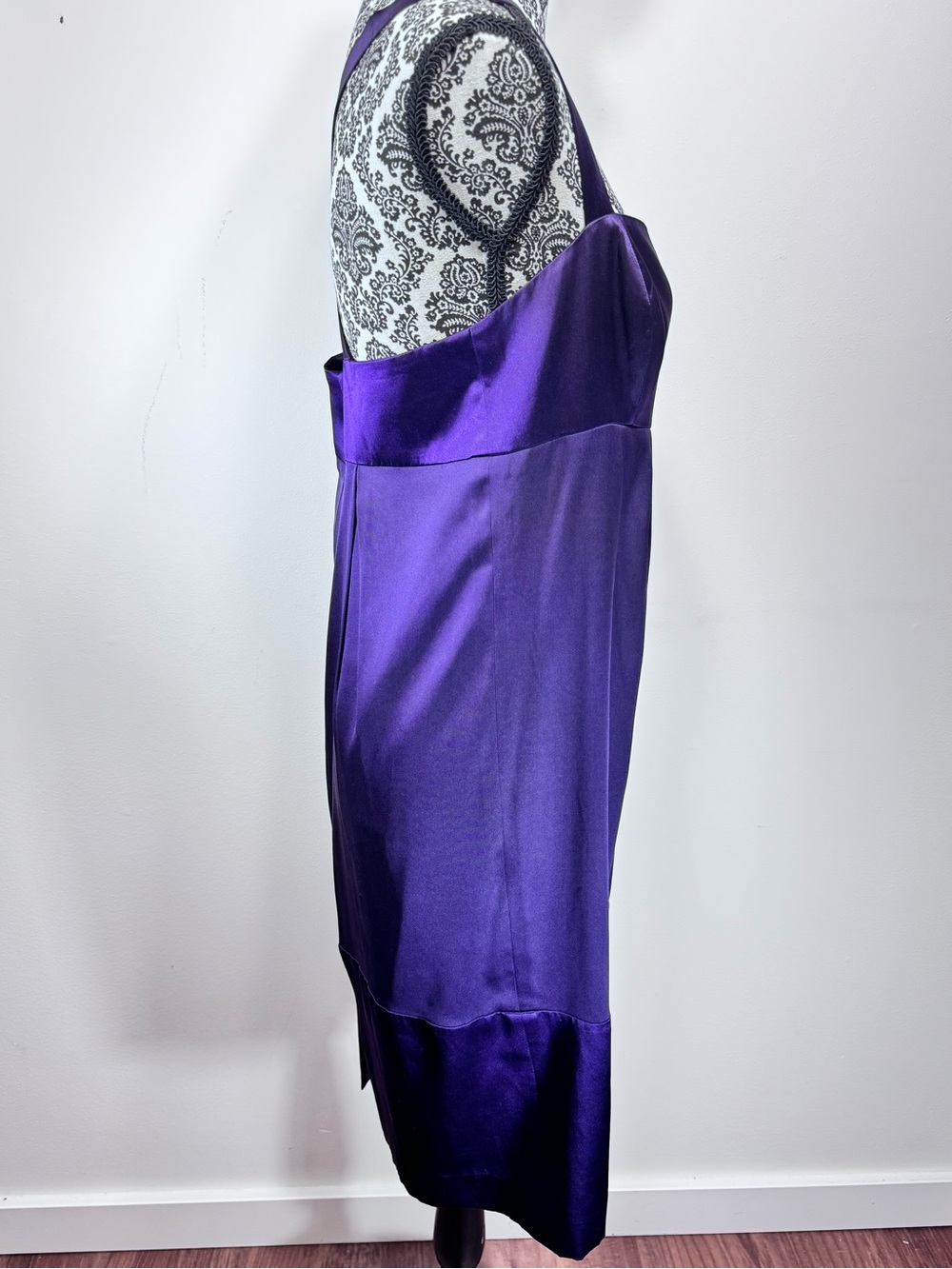 Antonio Melani Silk Plum Purple Shiny Stretch Shift Dress Women’s size 8 - Picture 2 of 7